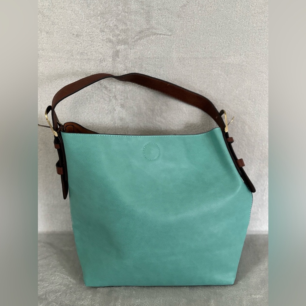 Elegant Aqua and Brown Women's Bag